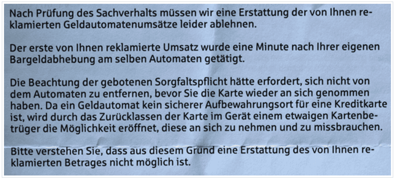 DKB BCS Ablehnung Rückerstattung