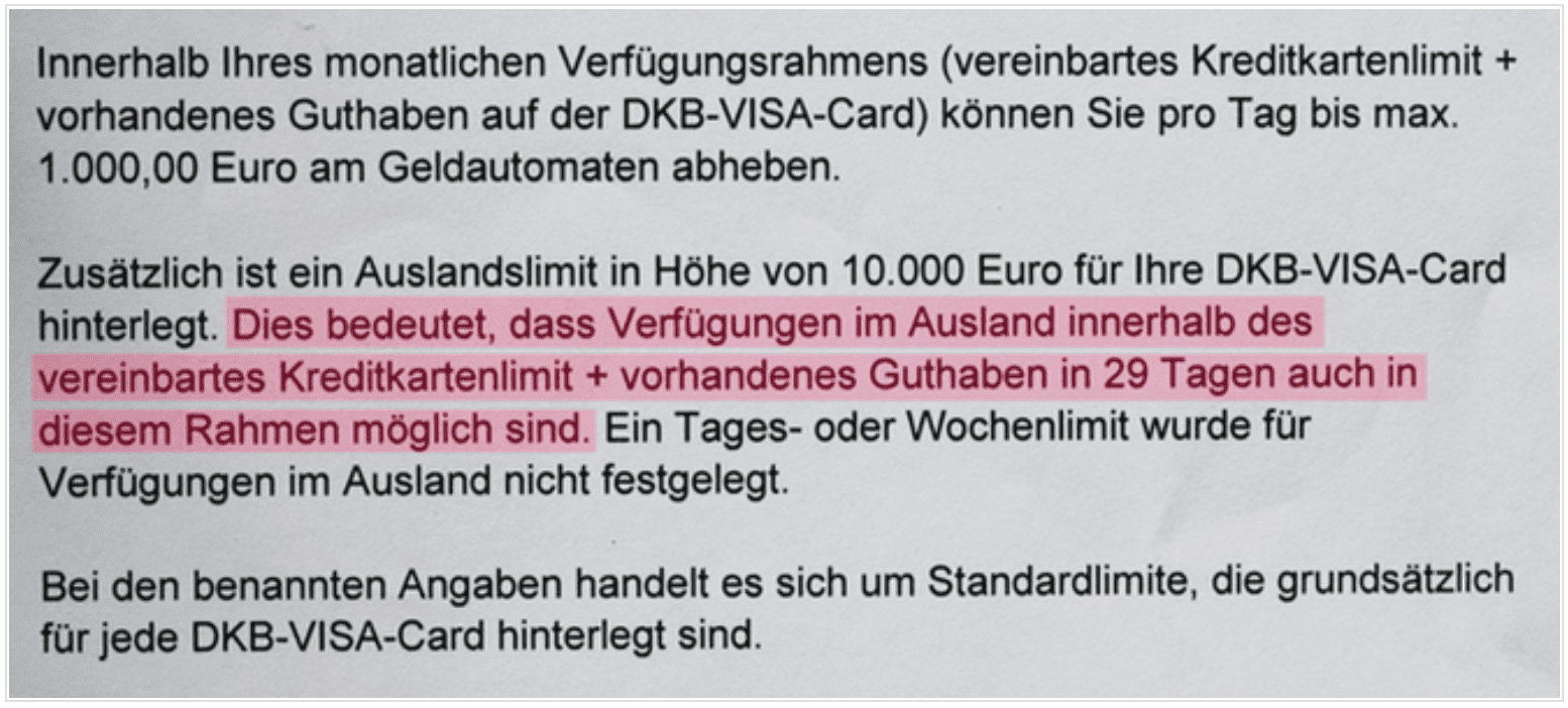 DKB Abhebelimits Verfügung