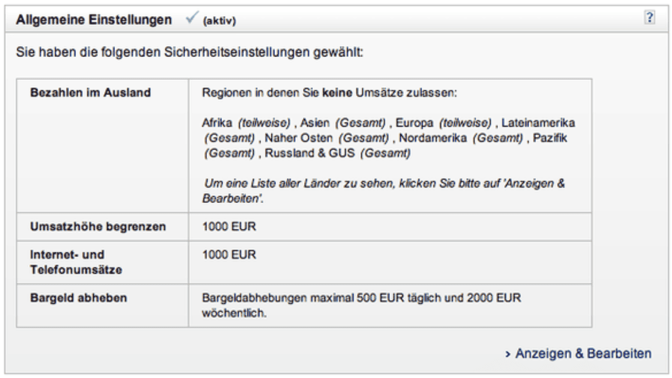 M&M Kreditkarte Sicherheit