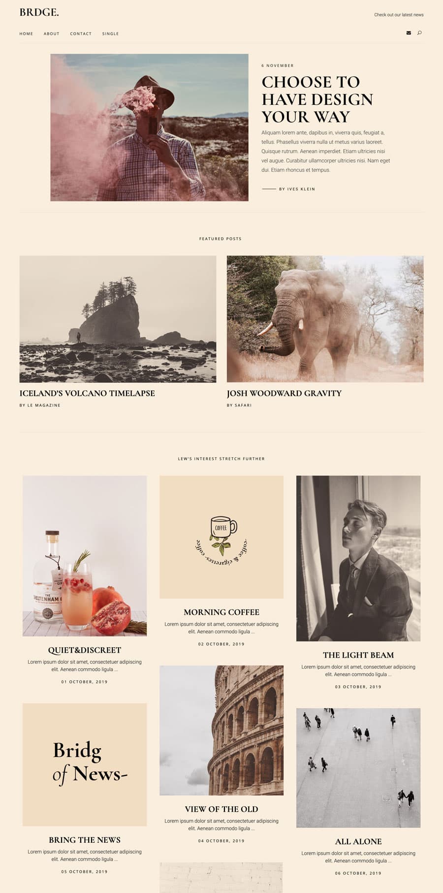 Bridge WordPress Theme Magazine Blog Reise Lifestyle Kunst Design